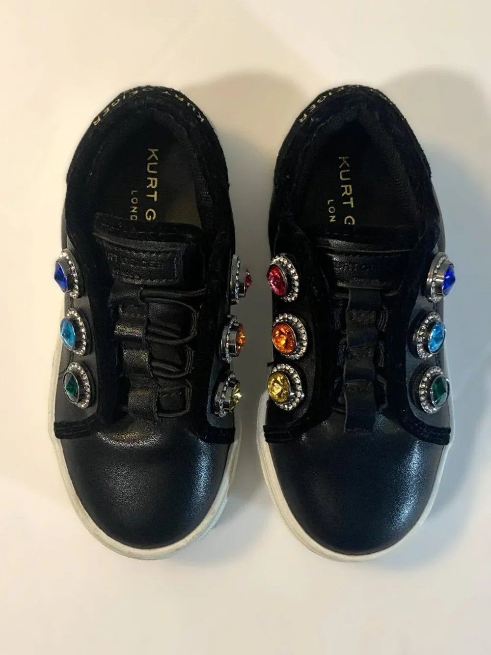 KURT GEIGER London Kids' Sneaker with faux jewel embellishment size 7 black
